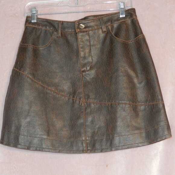 No Boundaries Dresses & Skirts - Womens Brown Leather No Boundaries Skirt Size Juniors 7